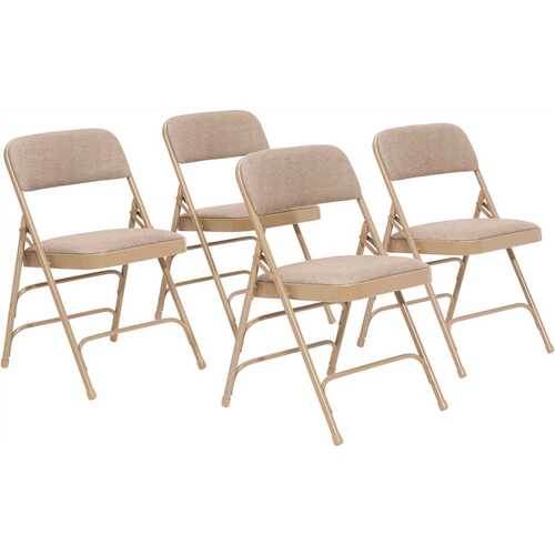 National Public Seating 2301 Beige Fabric Seat Stackable Folding Chair