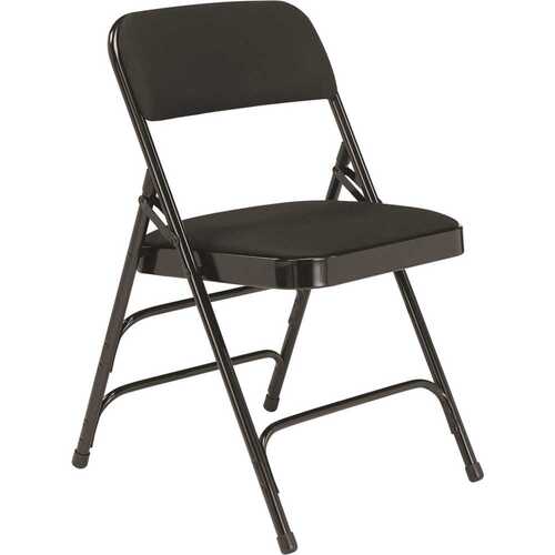 National Public Seating 2310 Black Fabric Padded Seat Stackable Folding Chair