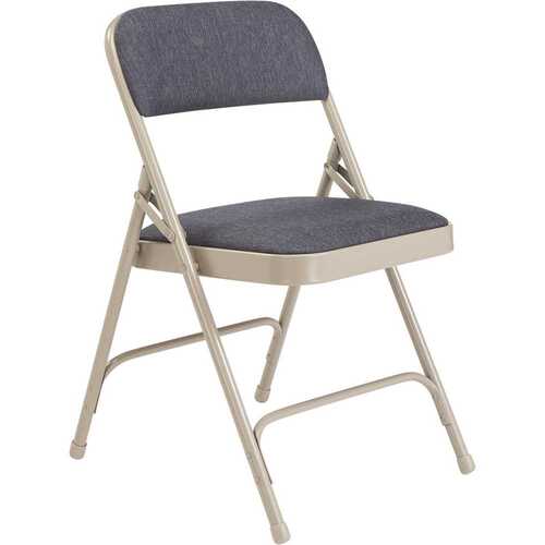 National Public Seating 2205 Blue/Grey Fabric Padded Seat Stackable Folding Chair