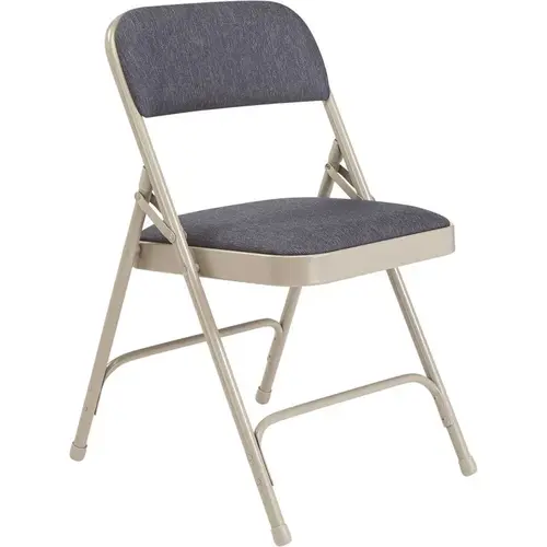 Blue/Grey Fabric Padded Seat Stackable Folding Chair