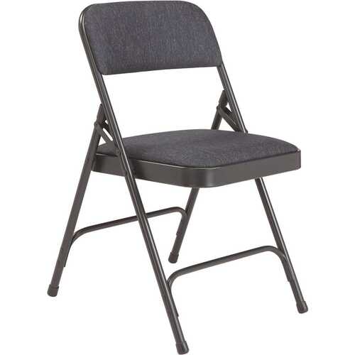 National Public Seating 2204 Blue Fabric Padded Seat Stackable Folding Chair