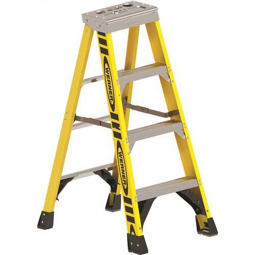 Werner 7304 4 ft. Fiberglass Step Ladder with 375 lbs. Load Capacity Type IAA Duty Rating