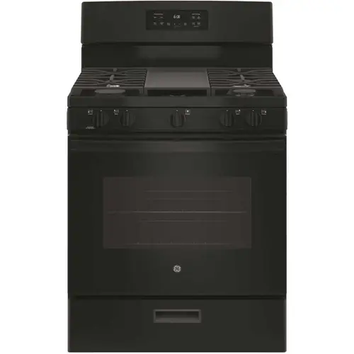 30 in. 5.0 cu. ft. Freestanding Gas Range in Black with Griddle