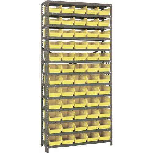 Economy 4 in. Shelf Bin 18 in. x 36 in. x 75 in. 13-Tier Shelving System Complete with QSB104 Yellow Bins
