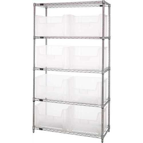18 in. x 42 in. x 74 in. Giant Stack Container Wire Shelving System 5-Tier in Clear