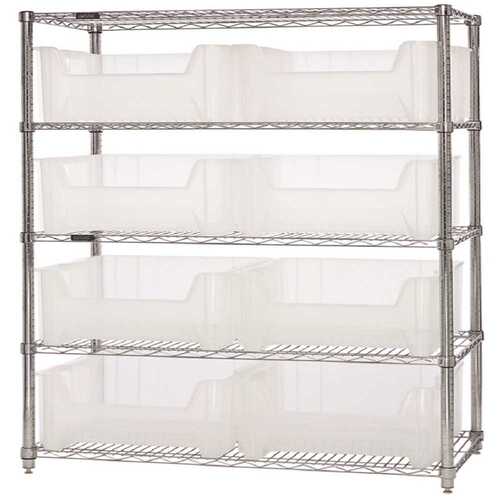 QUANTUM STORAGE SYSTEMS WR5-800CL 36 in. L x 18 in. W x 74 in. H Giant Stack Container Wire Shelving System 5-Tier in Clear
