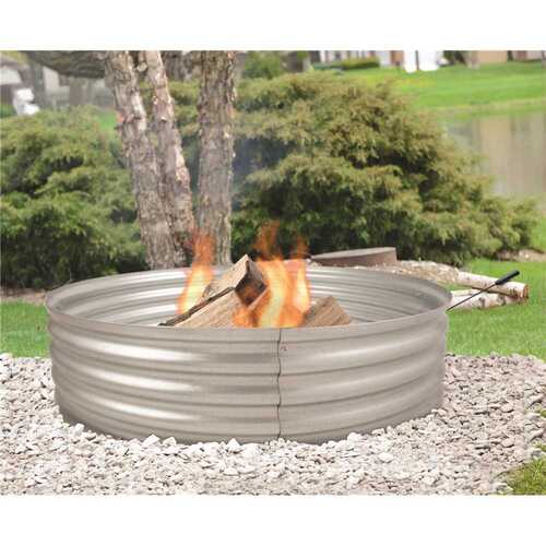 Infinity 36 in. x 13 in. Round Galvanized Steel Wood Fire Ring