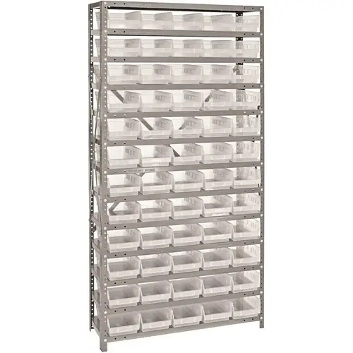 Economy 4 in. Shelf Bin 18 in. x 36 in. x 75 in. 13-Tier Shelving System Complete with QSB104 Clear Bins