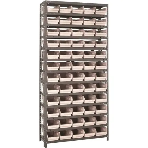 Economy 4 in. Shelf Bin 18 in. x 36 in. x 75 in. 13-Tier Shelving System Complete with QSB104 Ivory Bins