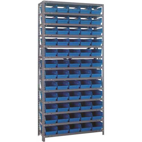 Economy 4 in. Shelf Bin 18 in. x 36 in. x 75 in. 13-Tier Shelving System Complete with QSB104 Blue Bins