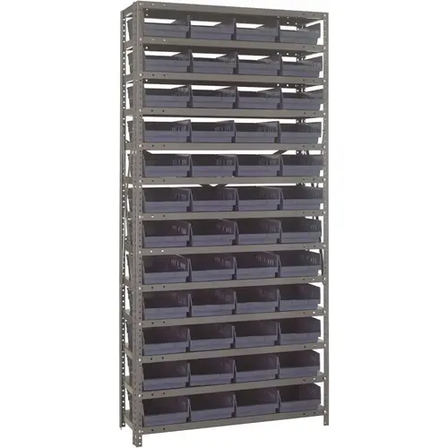 Economy 4 in. Shelf Bin 18 in. x 36 in. x 75 in. 13-Tier Shelving System Complete with QSB108 Blue Bins