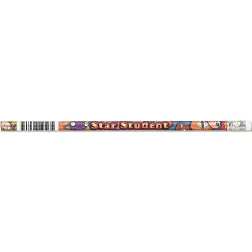 Moon Products 10156102 DECORATED WOOD PENCIL, STAR STUDENT, HB #2, ASSORTED, DOZEN