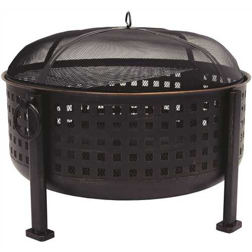 Pleasant Hearth OFW821RC Langston 30 in. Round Deep Bowl Steel Fire Pit in Rubbed Bronze
