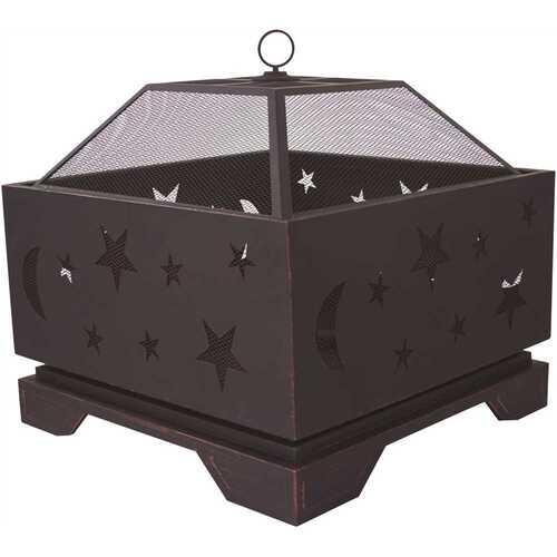 Pleasant Hearth OFW314S Stargazer Deep Bowl 26 in. x 26 in. Square Steel Wood Fire Pit in Rubbed Bronze