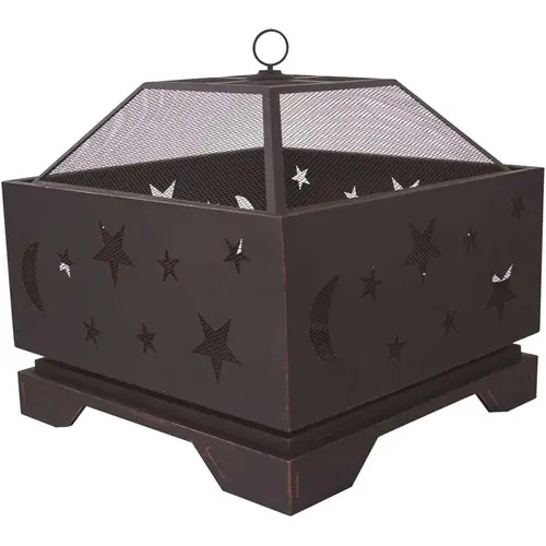 Pleasant Hearth OFW314S Stargazer Deep Bowl 26 in. x 26 in. Square Steel Wood Fire Pit in Rubbed Bronze