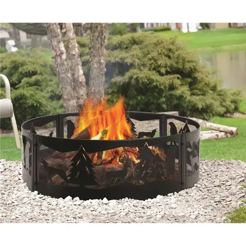 Pleasant Hearth OFW177FR Wilderness 36 in. x 12 in. Steel Fire Pit Ring in Black