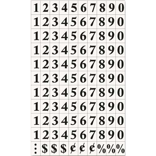 INTERCHANGEABLE MAGNETIC CHARACTERS, NUMBERS, BLACK, 3/4 IN. H