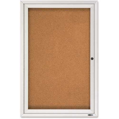2 ft. x 3 ft. 1-Door Aluminum Frame Enclosedecork Bulletin Board for Outdoor Use