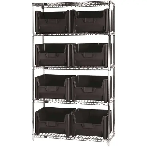 18 in. x 42 in. x 74 in. Giant Stack Container Wire Shelving System 5-Tier in Black