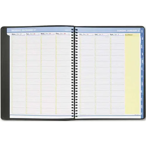 QUICKNOTES WEEKLY/MONTHLY APPOINTMENT BOOK, 8-1/4 X 10-7/8, BLACK