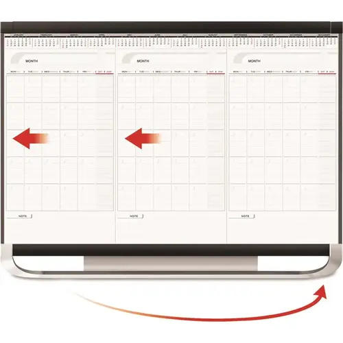 QUARTET MFG. 10167988 PRESTIGE TOTAL ERASE THREE-MONTH CALENDAR, 36 IN X 24 IN, GRAPHITE FRAME COLOR