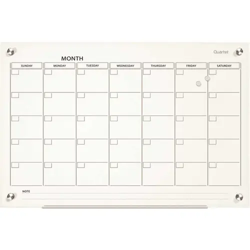 Quartet QRTGC3624F Infinity 36 in. x 24 in. Magnetic Glass Calendar Board White