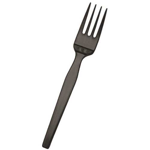 SmartStock Series-O Medium-Weight Black, Disposable Polystyrene Plastic Forks & Sporks