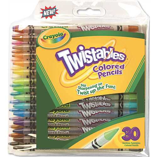 TWISTABLES COLORED PENCILS, NONTOXIC, 30 ASSORTED COLORS/PACK