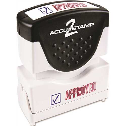 Consolidated Stamp 10161990 ACCUSTAMP2 SHUTTER STAMP WITH MICROBAN, RED/BLUE, APPROVED, 1-5/8 IN. X 1/2 IN