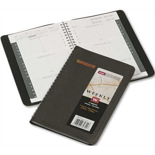 AT-A-GLANCE 10155565 WEEKLY APPOINTMENT BOOK, 4-7/8 X 8, BLACK