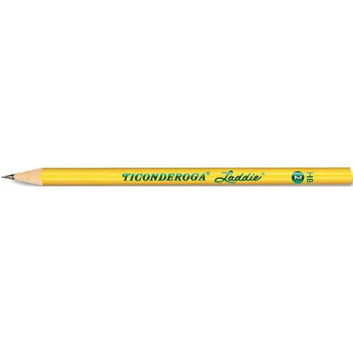 TICONDEROGA LADDIE WOODCASE PENCIL W/O ERASER, HB #2, YELLOW BARREL, DOZEN