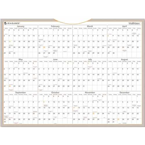 AT-A-GLANCE 10160395 WALLMATES SELF-ADHESIVE DRY-ERASE YEARLY PLANNING SURFACE, WHITE, 24 IN. X 18 IN., 2013