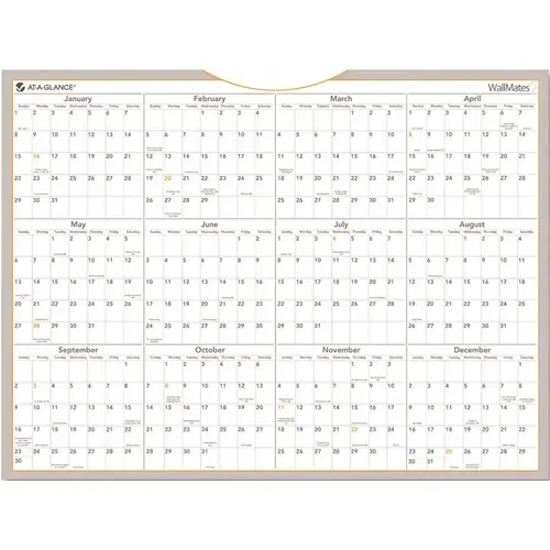 AT-A-GLANCE 10160395 WALLMATES SELF-ADHESIVE DRY-ERASE YEARLY PLANNING SURFACE, WHITE, 24 IN. X 18 IN., 2013