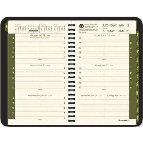 RECYCLED WEEKLY/MONTHLY DESK APPOINTMENT BOOK, 4-7/8 X 8, 12 MONTHS, BLACK COVER