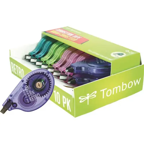 TOMBOW TOM68723 1/6 in. x 394 in. Mono Correction Tape Assorted Retro Color Dispensers White