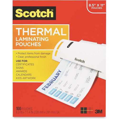 SCOTCH MMMTP3854100 11-1/2 in. x 9 in. Letter Size Thermal Laminating Pouches