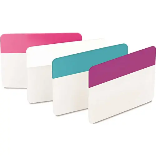 DURABLE FILE TABS, 2 IN. X 1-1/2 IN., AQUA, PINK, VIOLET, WHITE