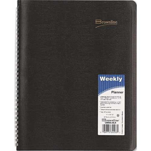 REDIFORM OFFICE PRODUCTS 10155595 BROWNLINE ESSENTIAL COLUMNAR WEEKLY APPOINTMENT BOOK, 8-1/2 X 11, BLACK