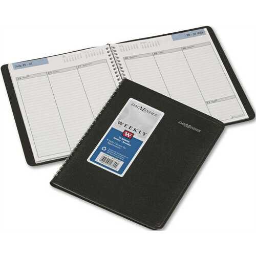 WEEKLY APPOINTMENT BOOK, RULED W/O APPOINTMENT TIMES, 6-7/8 X 8-3/4, BLACK