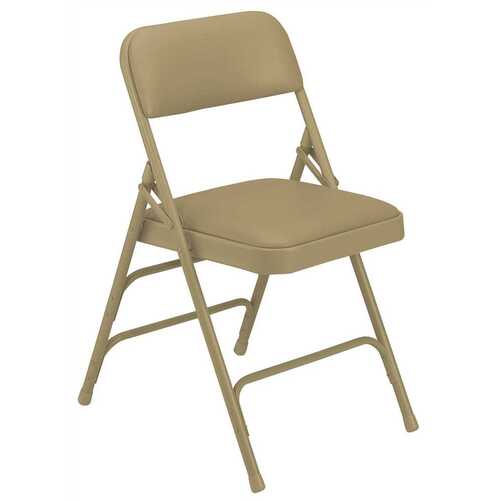 National Public Seating 1301 1300 Series French Beige Premium Vinyl Upholstered Triple Brace Double Hinge Folding Chair