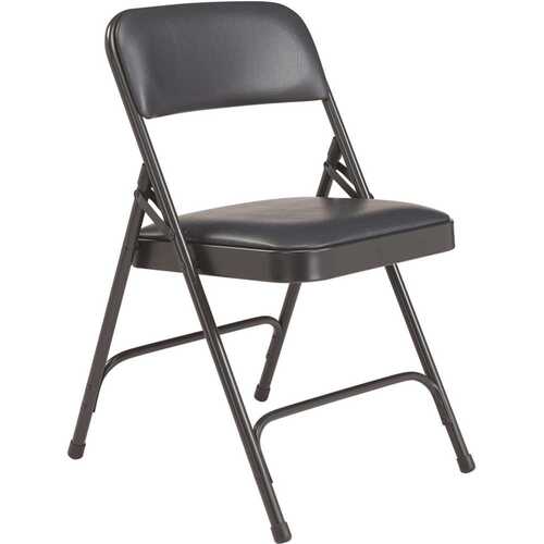 National Public Seating 1204 Blue Vinyl Padded Seat Stackable Folding Chair