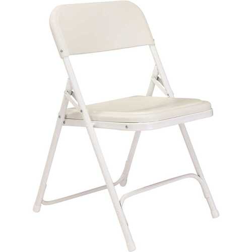 National Public Seating 821 White Plastic Seat Metal Frame Outdoor Safe Folding Chair