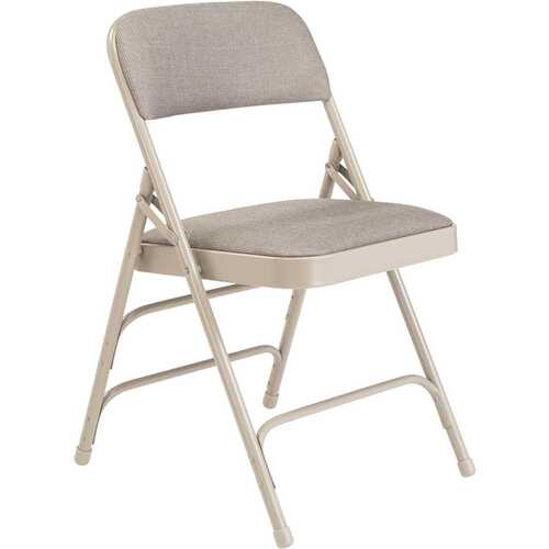 National Public Seating 2302 Grey Fabric Padded Seat Stackable Folding Chair Gray