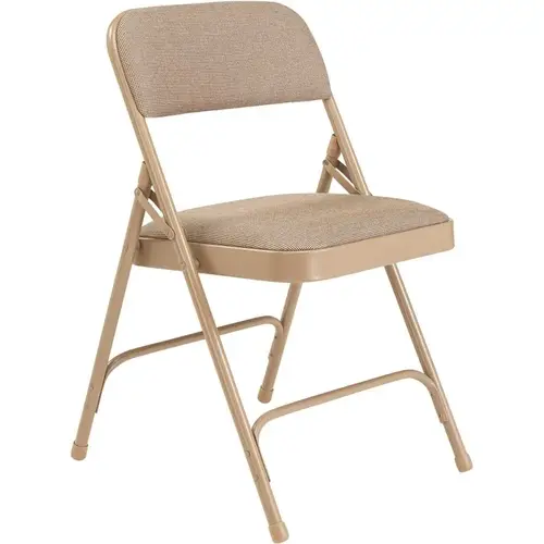 Beige Fabric Seat Stackable Folding Chair