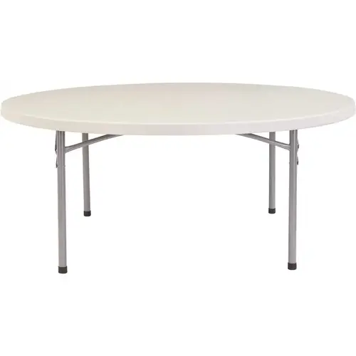 71 in. Grey Plastic Round Folding Banquet. Table Gray