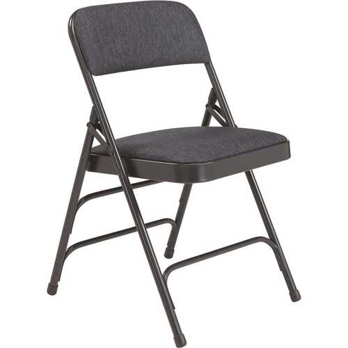 Blue Fabric Padded Seat Stackable Folding Chair
