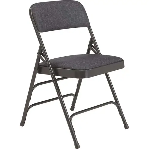 Blue Fabric Padded Seat Stackable Folding Chair