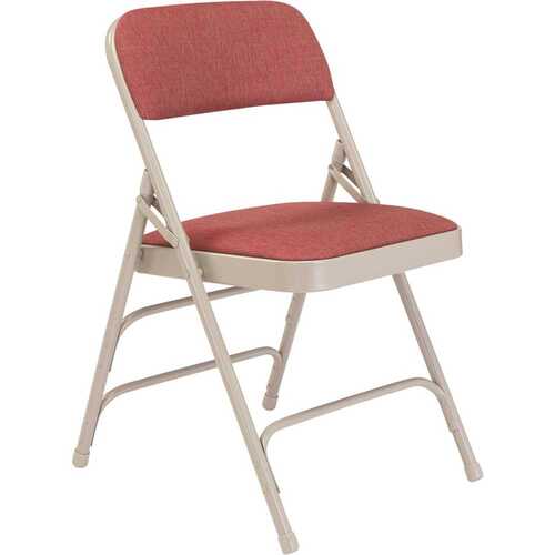 Burgundy Fabric Padded Seat Stackable Folding Chair