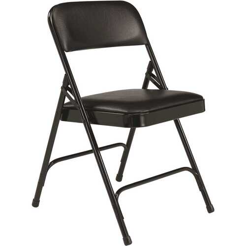 Black Vinyl Padded Seat Stackable Folding Chair