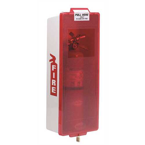 Brooks Equipment M2JWR BROOKS' MARK II JUNIOR SERIES WHITE FIRE EXTINGUISHER CABINET WITH RED COVER AND LOCK, SMALL
